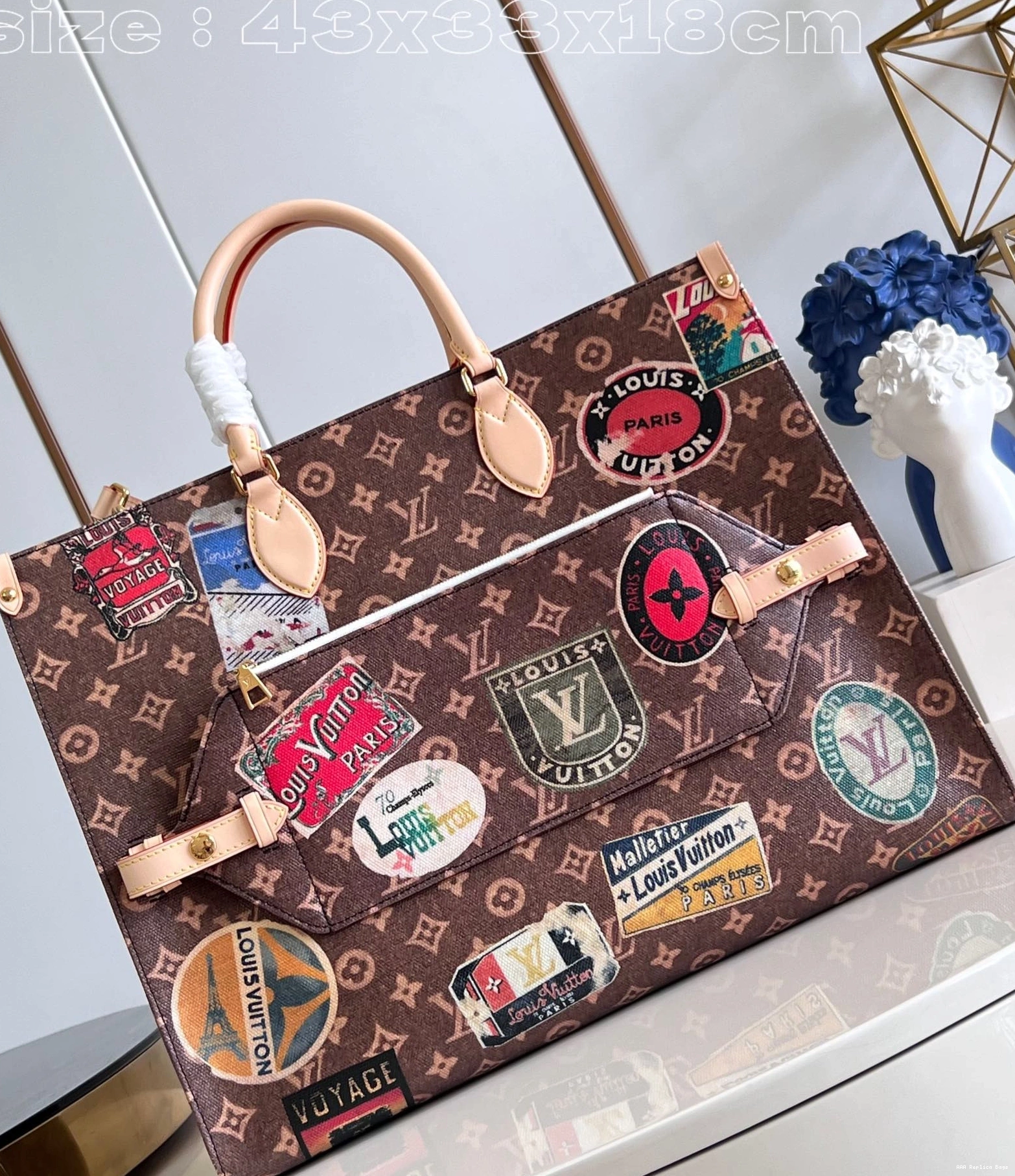 Aaa replica bags Voyage VUITTON LOUIS TOTE ONTHEGO BAG-43*33*18.5cm 0804